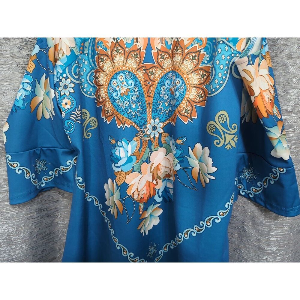 Women's Blue Floral‎ Off Shoulder Blouse Size Large - Picture 4 of 8